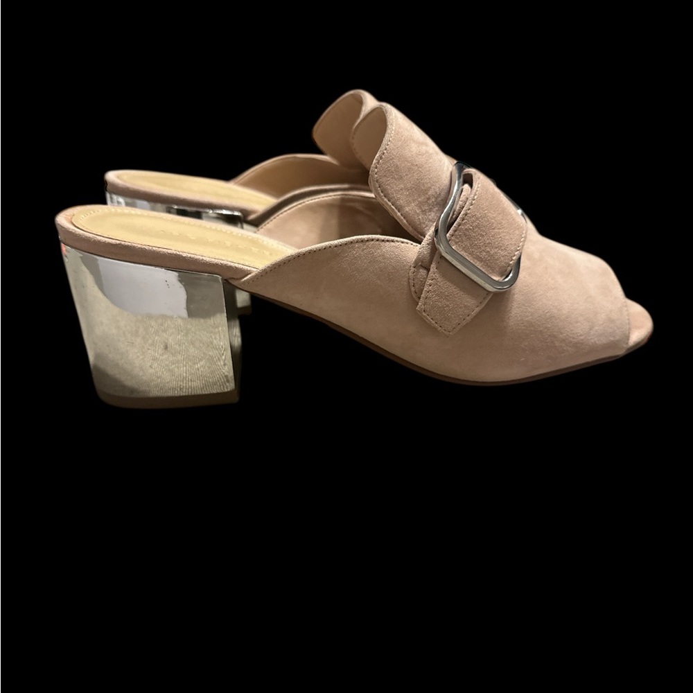 Mark Fisher Tan Women's Mules with Mirror Heels